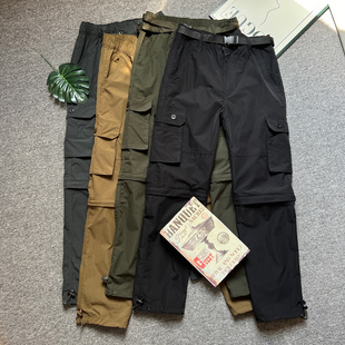 男士宽松直筒速干裤可拆卸两节裤休闲工装时尚百搭长裤子一裤两穿