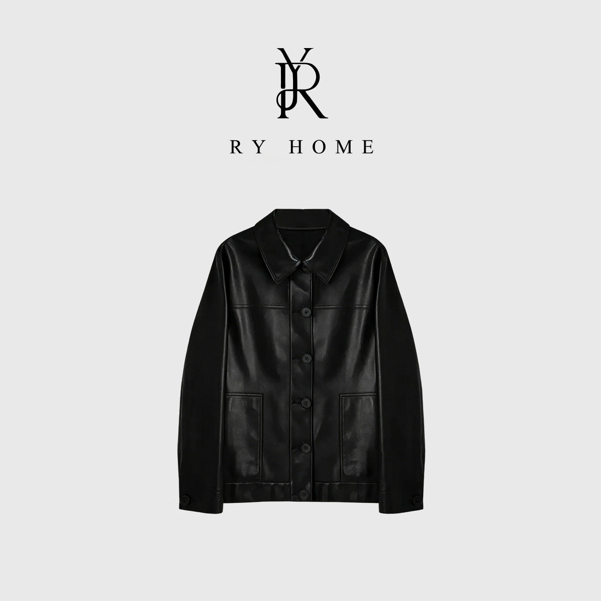 RYHOME 容雨100%绵羊皮时尚翻领机车风皮衣外套261W2758