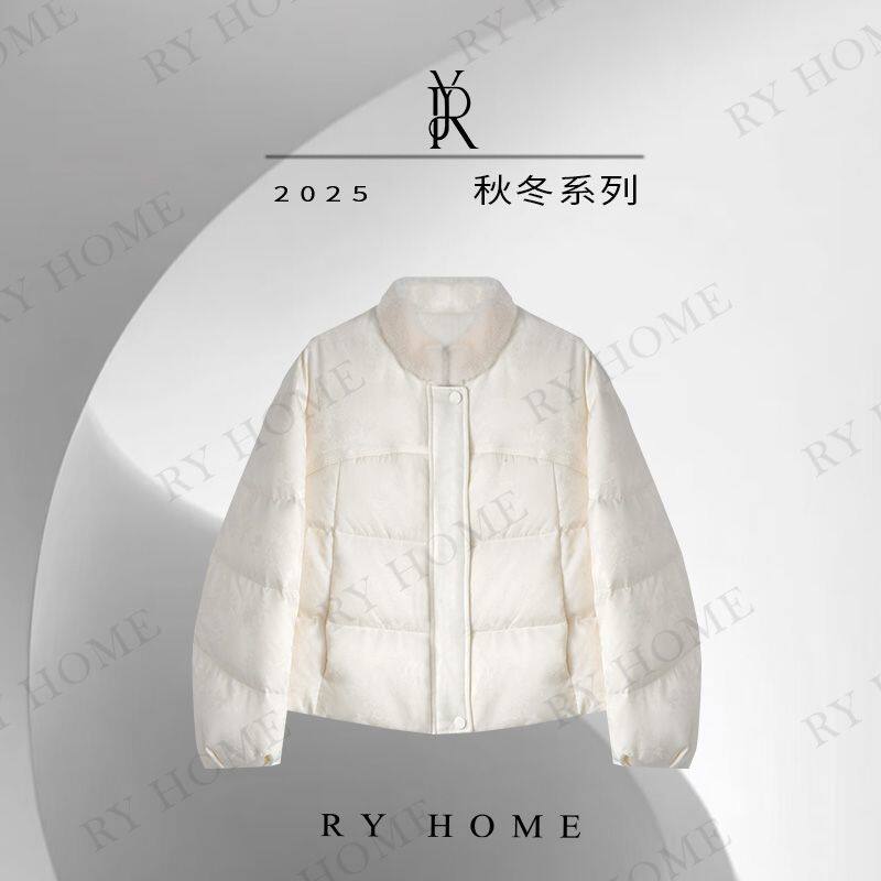 RYHOME 容雨水貂毛领重工刺绣国风短款90白鹅绒服254YF1540