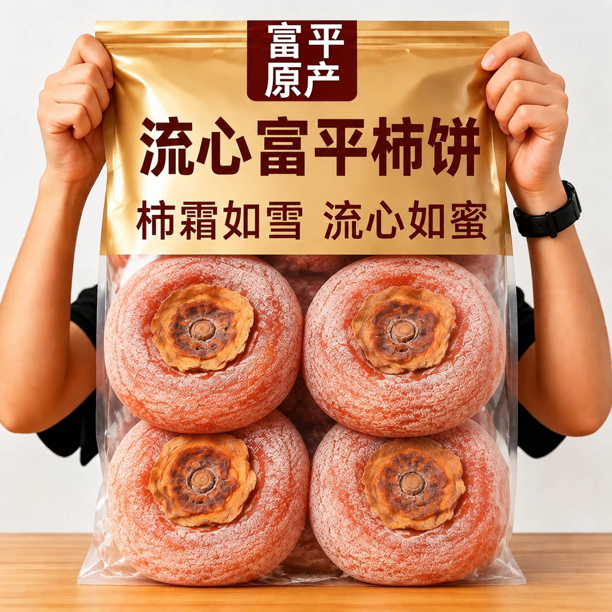 正宗流心柿饼陕西富平官方旗舰店自然挂霜特级2026新货装独立包装