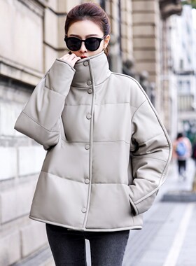 海宁真皮绵羊皮鹅绒羽绒服2025冬季新款宽松大码时尚灰皮衣外套女