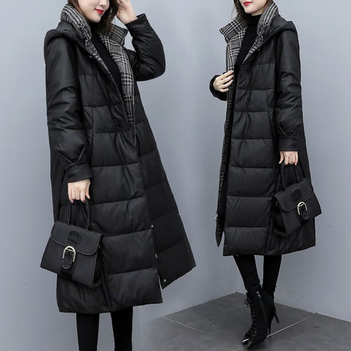头层真皮中长防风袖绵羊皮羽绒服