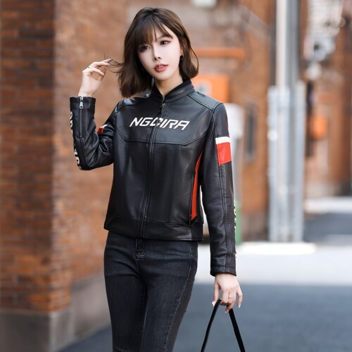 真皮机车短款皮衣绵羊皮外套女