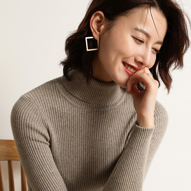 秋冬高领套头针织打底衫2024新款加厚修身毛衣女纯色百搭保暖衫