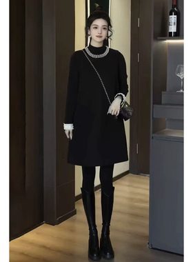 【大明月女装】2025冬季爆款钉珠领连裙半高领套装JYC8128
