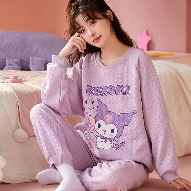 库洛米加厚空气棉少女睡衣长袖薄夹棉卡通秋冬甜美女士大码家居服,女士内衣/男士内衣/家居服,睡衣/家居服套装,淘宝优惠券,粉丝福利购,淘宝优惠卷
