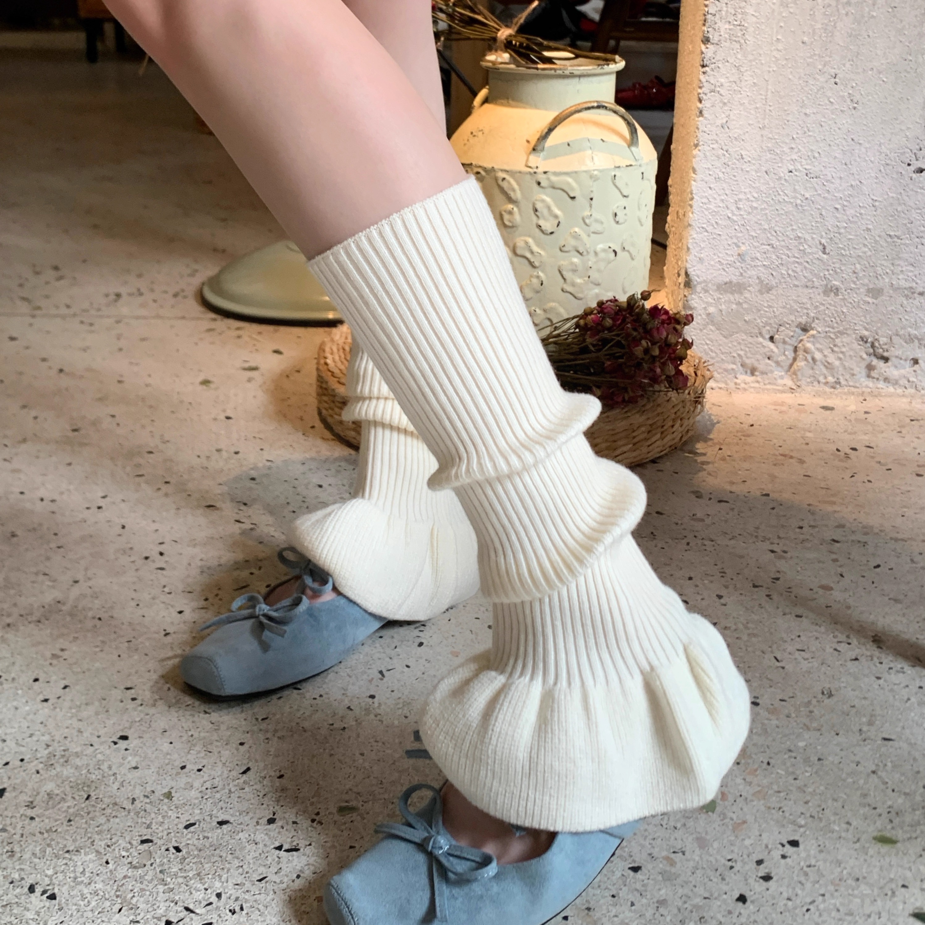 jk日系堆堆袜白色辣妹显瘦小腿套