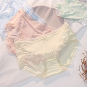 无痕内裤 夏 冰丝凉感速干三角裤 女士超薄款 棉质抗菌裆透气中腰短裤