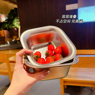 老板娘力推！双层不锈钢迷你沥水篮家用厨房可爱洗水果盆沥水篮