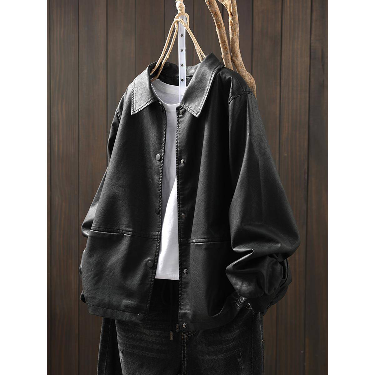 黑色皮衣外套女2025新款秋季翻领爆款酷飒风小个子pu棕色短款夹克