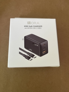 1HORA氮化镓65W充电器三口快充头Type C接口适用苹果华为小米等