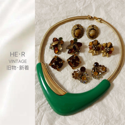 现货W.GERMANY AUSTRIA BSK MONET中古琉璃耳夹埃及风蛇骨项链