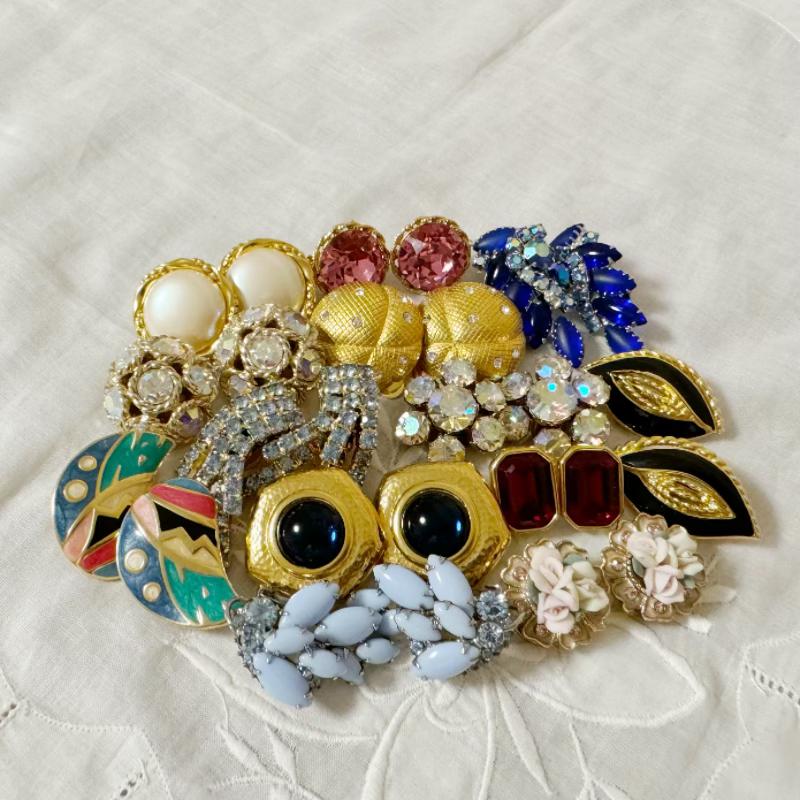 vintage中古打标首饰WEISS TRIFARI CoroAUSTRIA SARAH Monet耳夹