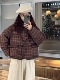 Wuli 25日系设计师款 复古连帽格纹羽绒服小个子保暖厚羽绒外套女