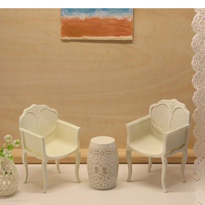 1：12dollhouse娃娃屋家具微缩桌椅组合过家家儿童玩具仿真模型