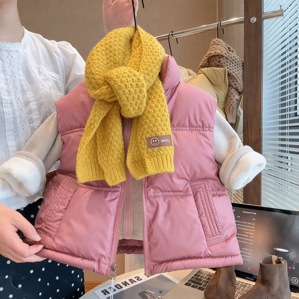 冬季新款儿童羽绒棉服立领马甲加厚中大男女童装棉加厚潮马甲外套