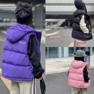 2026秋冬季新款连帽马甲男女童亲子装加厚羽绒棉背心马甲坎肩外套