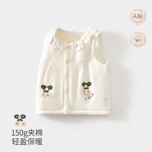 宝宝马甲冬款夹棉加厚外穿婴幼儿保暖背心舒绒a类150g儿童坎肩