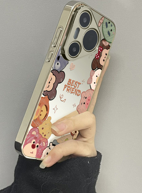 用于华为pura70proUltra手机壳电镀镜面卡通家族p40高级感p50e全包防摔P60外新款网红男女潮牌P70pro十套硬