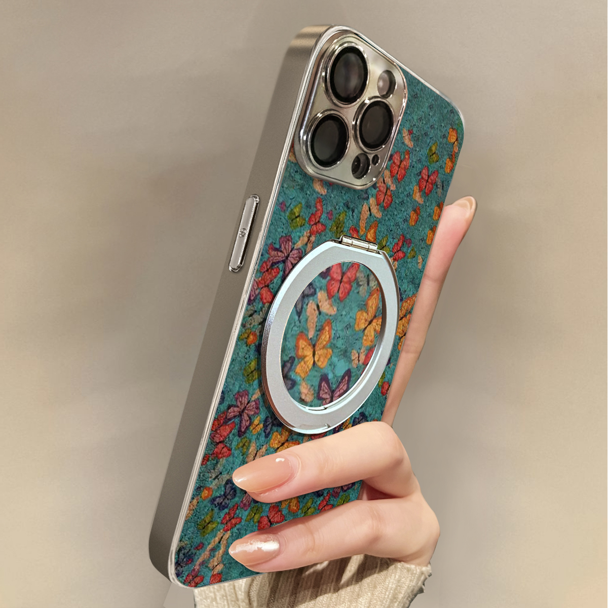 适用于OPPOReno14Pro手机壳蝴蝶揉蓝新款带挂绳FINDx9/x8s/x7ultra全包x6/5防摔硅胶7/8/9女10/11pro十12套13