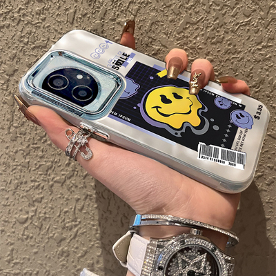 适用于荣耀100pro手机壳褶皱幽灵笑脸高级感华为50se/60/70pro外硅胶全包防摔Honor80网红新款女士潮牌90GT套