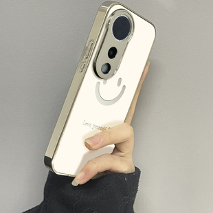 适用于vivos19pro手机壳电镀镜面镂空笑脸vivis10/s12/15e硅胶全包防摔s16高级感新款vivis17/s18套女生潮牌