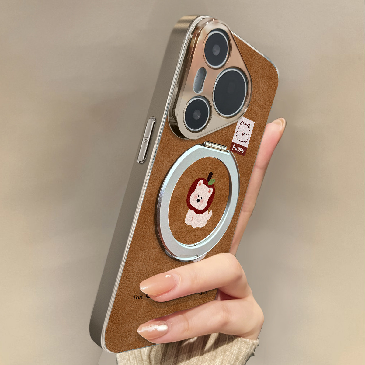 适用于华为Pura70pro手机壳新款棕底小狗Mate60/70pro十套50/40全包防摔P60/80带挂绳Nova14ultra/13/12外7/9