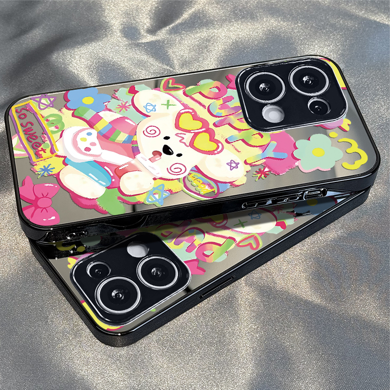 适用于OPPOReno14Pro手机壳色彩小狗镜面高级感a2/a3pro硅胶全包5防摔6新款男女7/8/9潮Reno10/11pro十12套13