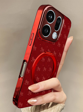 适用OPPOReno15Pro手机壳波点木马红色新款findx9带挂绳x8s/x7ultra马年全包x6防摔硅胶女10/11pro12套13/14