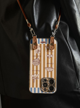 适用于vivox300Pro手机壳新款条纹面包X100pro/90S/80斜跨全包S30promini/20/19/18/17套防摔Y300i带挂绳女