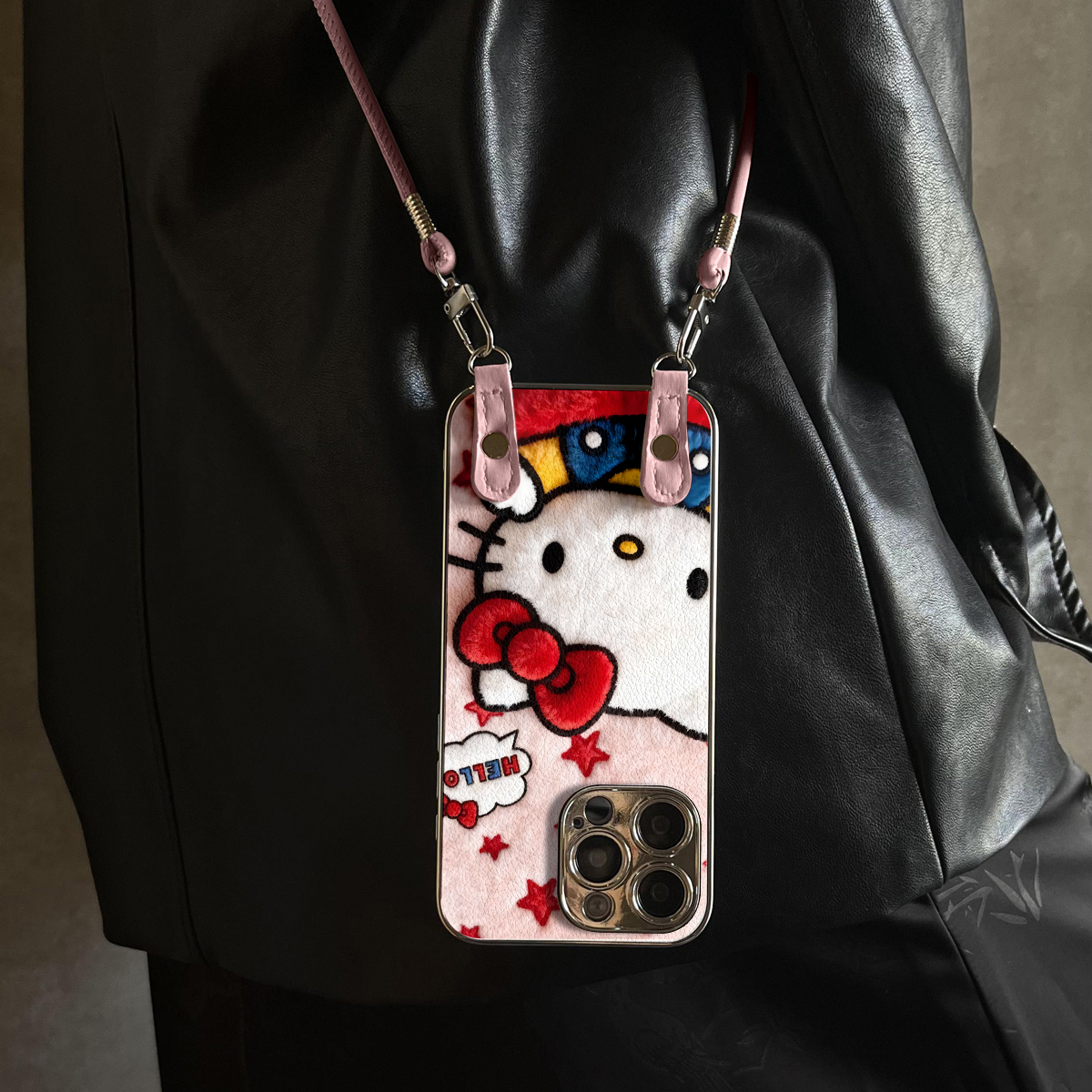 适用于OPPOReno15Pro手机壳粉绒KT猫新款x9带挂绳FINDx8s/x7ultra全包x6/5防摔硅胶7/8/9女10/11pro12套13/14