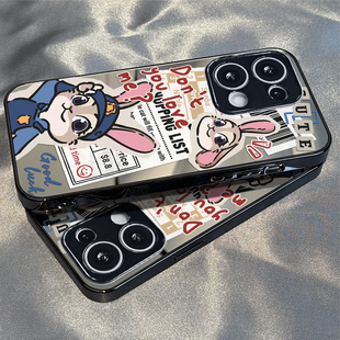 适用于OPPOReno14Pro手机壳兔子警官镜面高级感a2/a3pro硅胶全包5防摔6新款男女7/8/9潮Reno10/11pro十12套13