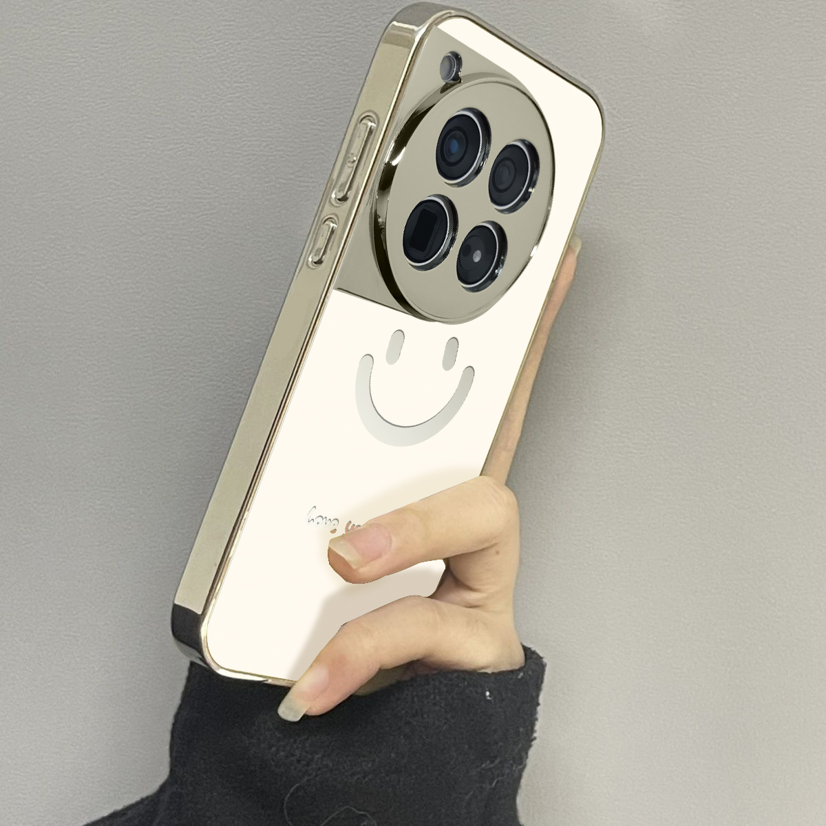 适用于一加12手机壳镜面镂空笑脸高级感oneplus ace3v硅胶全包防摔1加11外网红新款女潮牌一加ace2pro套硬