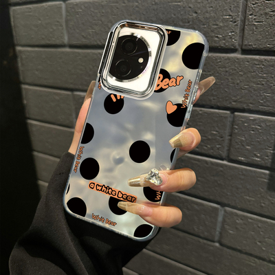 适用于荣耀100pro手机壳褶皱bear波点高级感华为50se/60/70pro外硅胶全包防摔Honor80网红新款女士潮牌90GT套