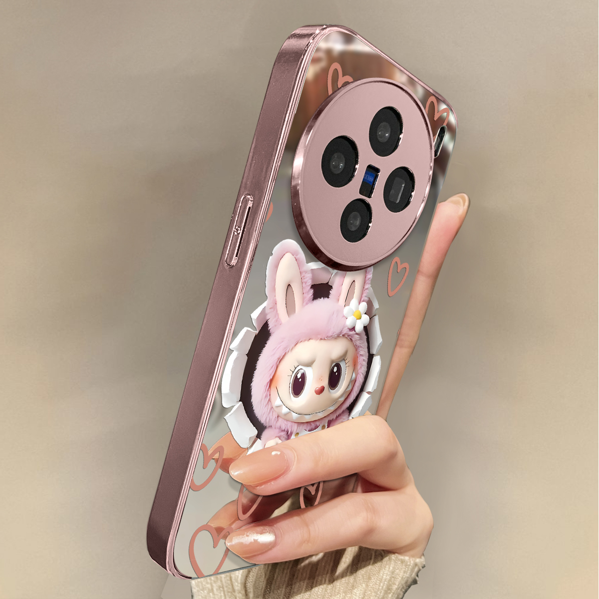 适用于vivox200promini手机壳镜面爱心拉布高级感vivix60/70/80外硅胶全包防摔x200s新款女vivox90/x100s套软