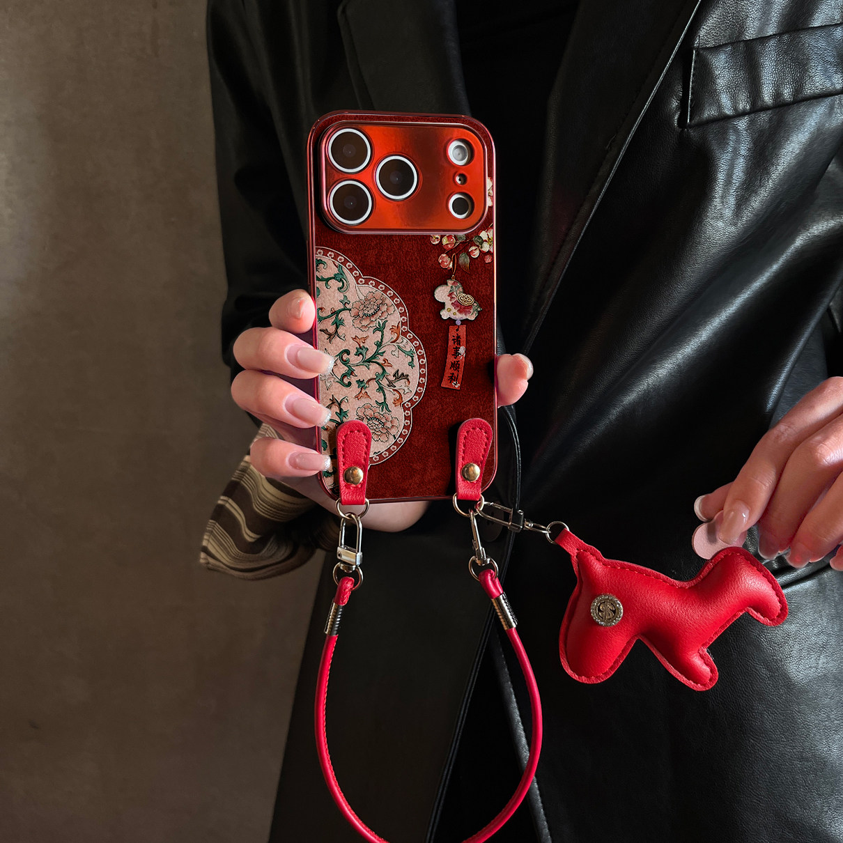 适用荣耀500Pro手机壳花纹福马红色华为x70斜跨x50全包400防摔7/8/90新款200女300带挂绳马年magic8/7/6pro套,3C数码配件,手机保护套/壳,淘宝优惠券,粉丝福利购,淘宝优惠卷