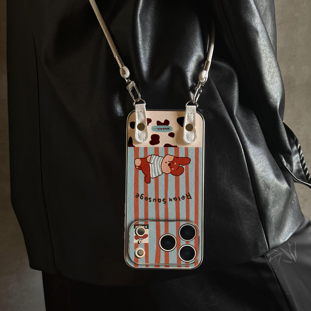 适用于苹果17promax手机壳带挂绳肥犬磁吸iphone14/16pro套硅胶xs全包防摔斜跨15ultra套网红11新款xr女13PRO