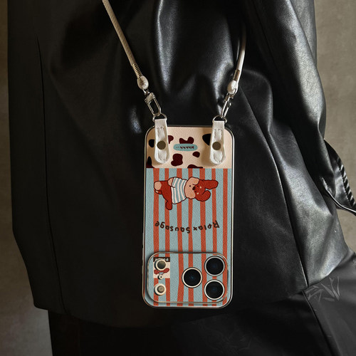 适用于苹果17promax手机壳带挂绳肥犬磁吸iphone14/16pro套硅胶xs全包防摔斜跨15ultra套网红11新款xr女13PRO