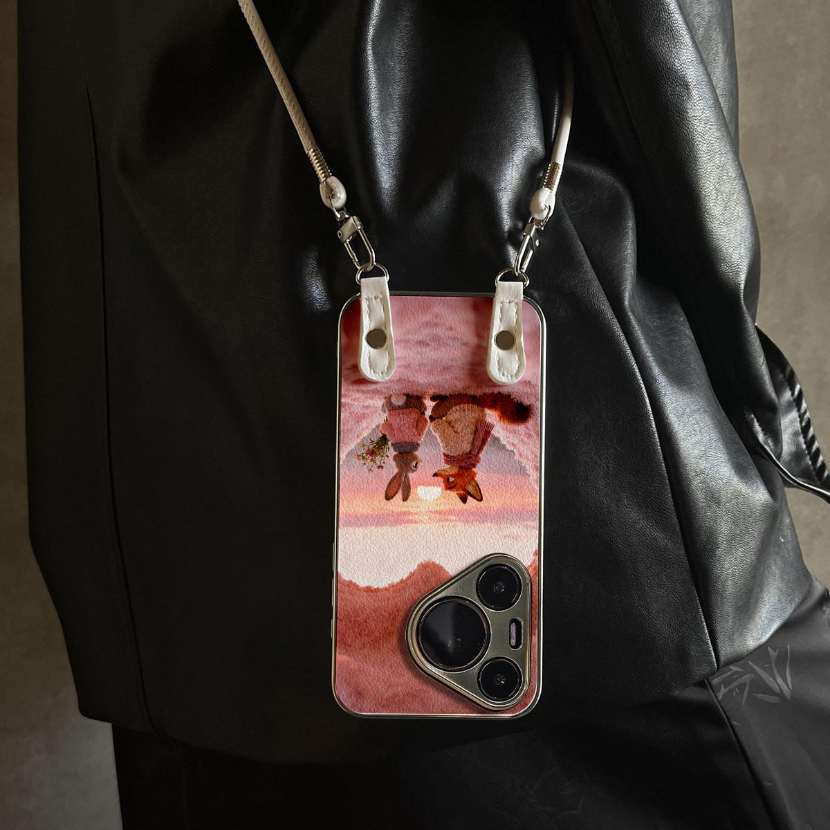 适用于华为Pura70pro手机壳新款爱心兔狐Mate60/70pro十套50/40全包防摔P60/80带挂绳Nova14ultra/13/12外7/9