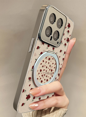 适用于小米15ultra手机壳玫瑰磁吸高级感带挂绳红米K80/70至尊斜跨K60全包防摔新款note14女12spro外13/14套