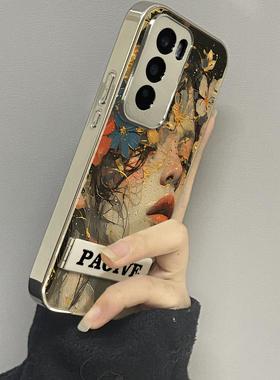 适用于OPPOReno12Pro手机壳镜面油画女孩高级感5/6/7外硅胶全包防摔reno8/9pro十网红新款女潮牌Reno10/11套