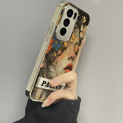 适用于OPPOReno12Pro手机壳镜面油画女孩高级感5/6/7外硅胶全包防摔reno8/9pro十网红新款女潮牌Reno10/11套