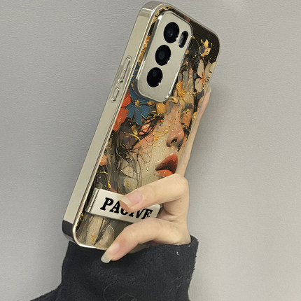 适用于OPPOReno12Pro手机壳镜面油画女孩高级感5/6/7外硅胶全包防摔reno8/9pro十网红新款女潮牌Reno10/11套