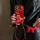 适用于苹果17promax手机壳带挂绳万福金马iphone14 16pro套红色xs全包防摔斜跨15ultra套马年11新xr女13PRO