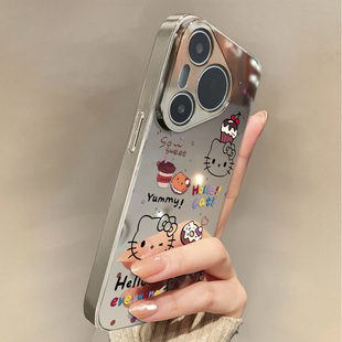 适用于华为pura70Pro手机壳KT猫奶茶电镀镜面p40外硅胶全包防摔P50e高级感p30新款 男女潮牌P60PRO套软创意P70