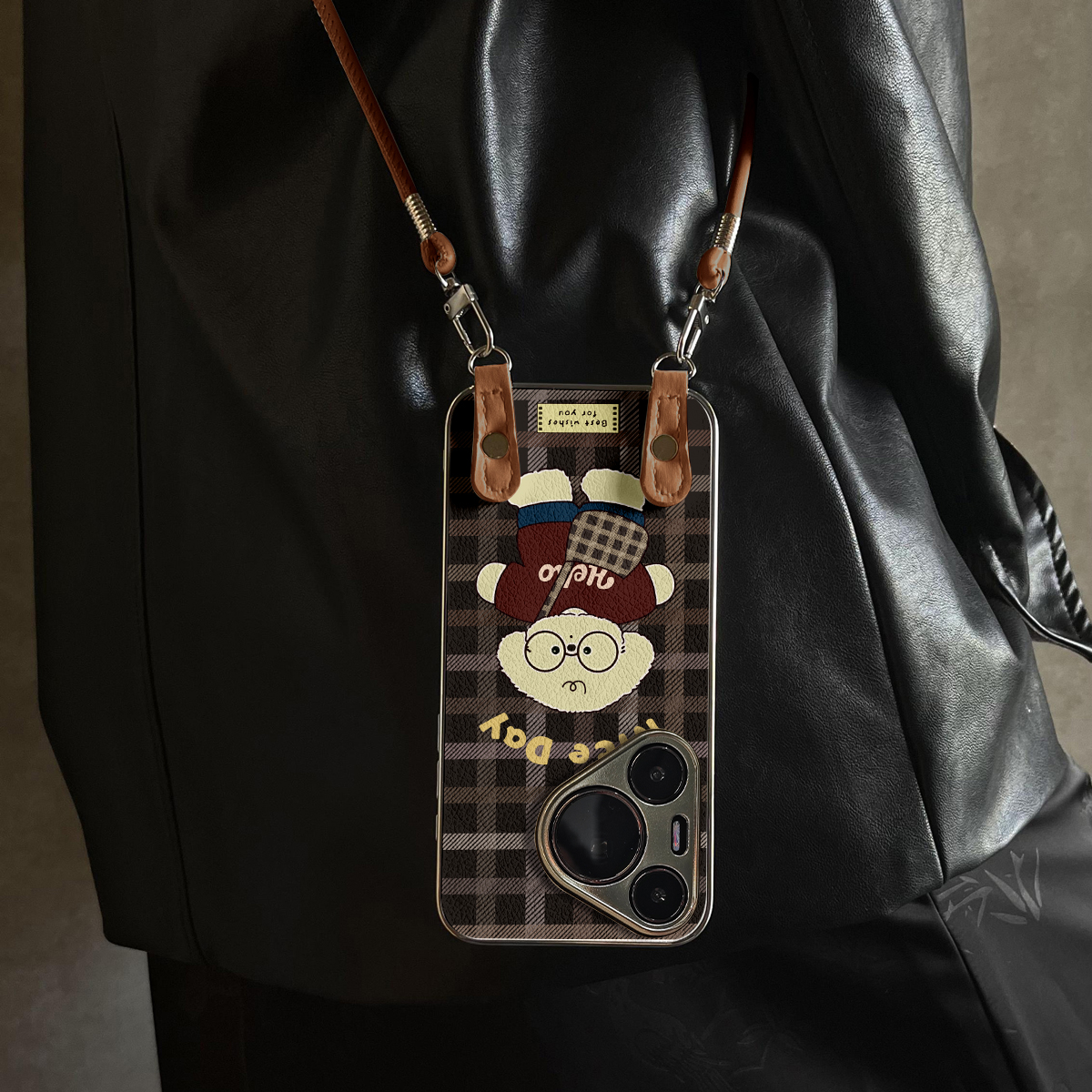 适用于华为Pura70pro手机壳新款眼镜狗狗Mate60/70pro十套50/40全包防摔P60/80带挂绳Nova14ultra/13/12外7/9