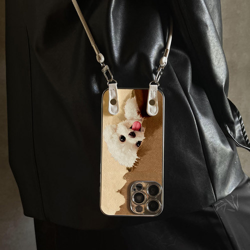 适用于苹果17promax手机壳带挂绳捉迷藏狗iphone14/16pro套硅胶xs全包防摔斜跨15ultra套网红11新款xr女13PRO