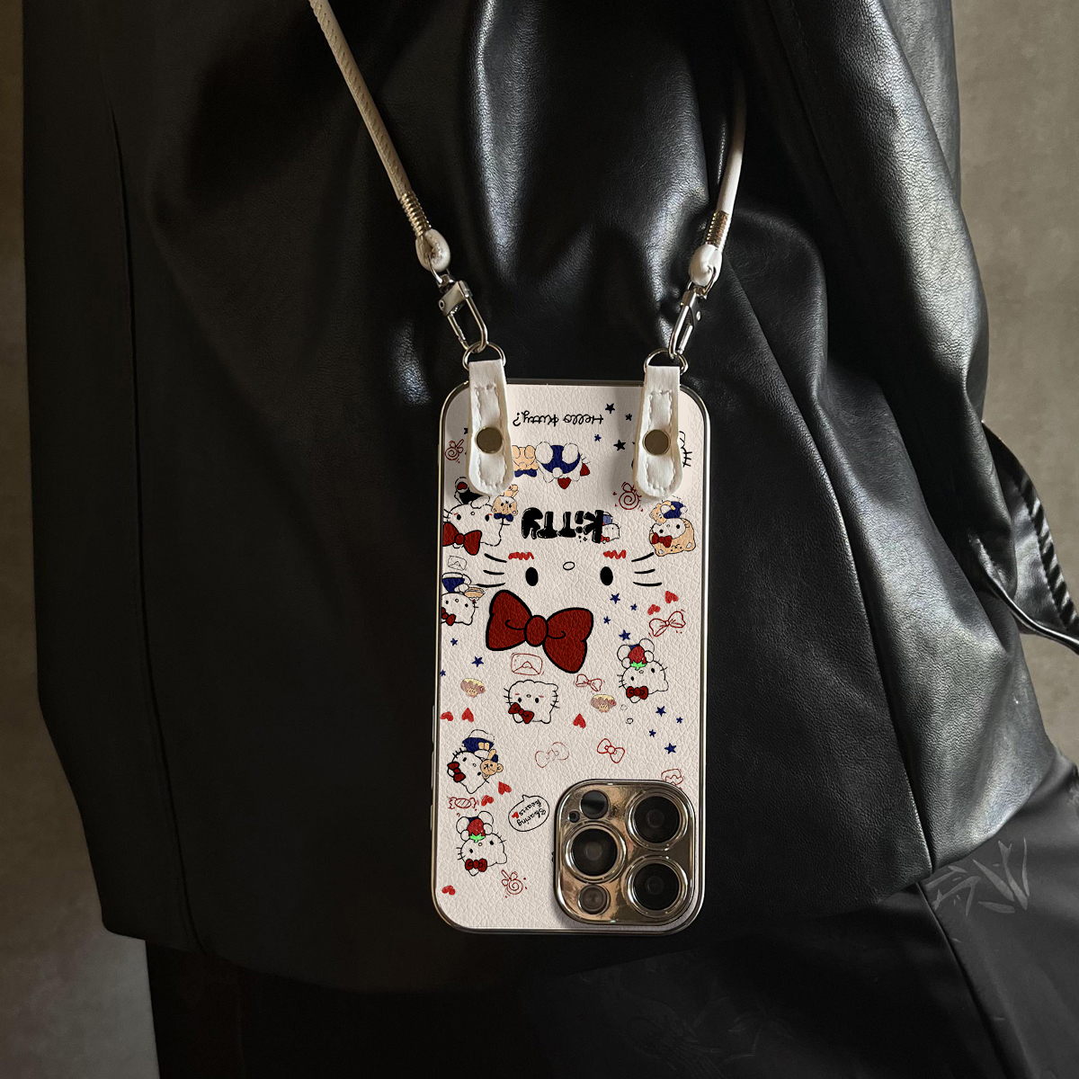 适用于OPPOReno14Pro手机壳复古KT猫新款带挂绳FINDx8s/x7ultra全包x6/5防摔a58硅胶7/8/9女10/11pro十12套13