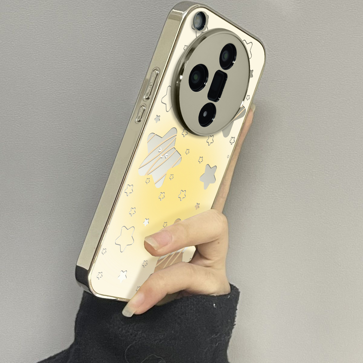 适用于oppofindx7Ultra手机壳电镀镜面黄晕染星高级感oppoa2/3pro外硅胶全包防摔FINDX5/6pro套新款女x7至尊