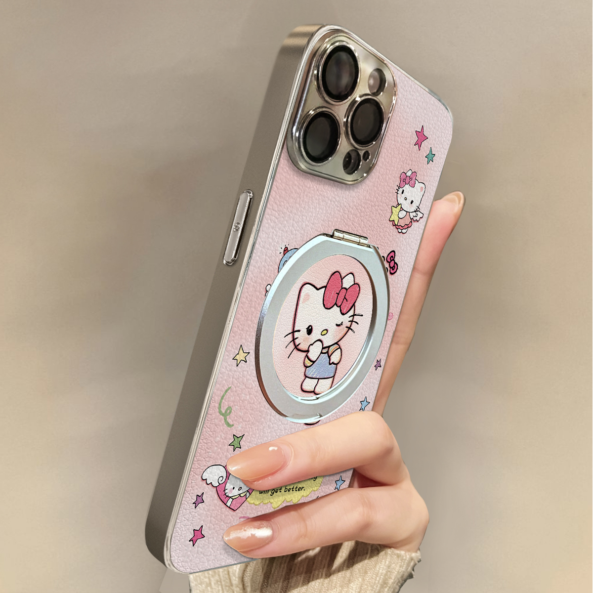 适用于OPPOReno14Pro手机壳天使KT猫新款带挂绳FINDx8s/x7ultra全包x6/5防摔a58硅胶7/8/9女10/11pro十12套13